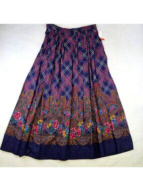 Vintage Susan Bristol Midi Skirt 10 Multicolor Floral Country Cottage Festival